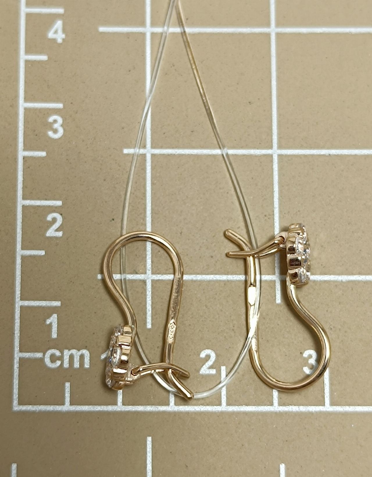 Золотые серьги детские, вставка фианит