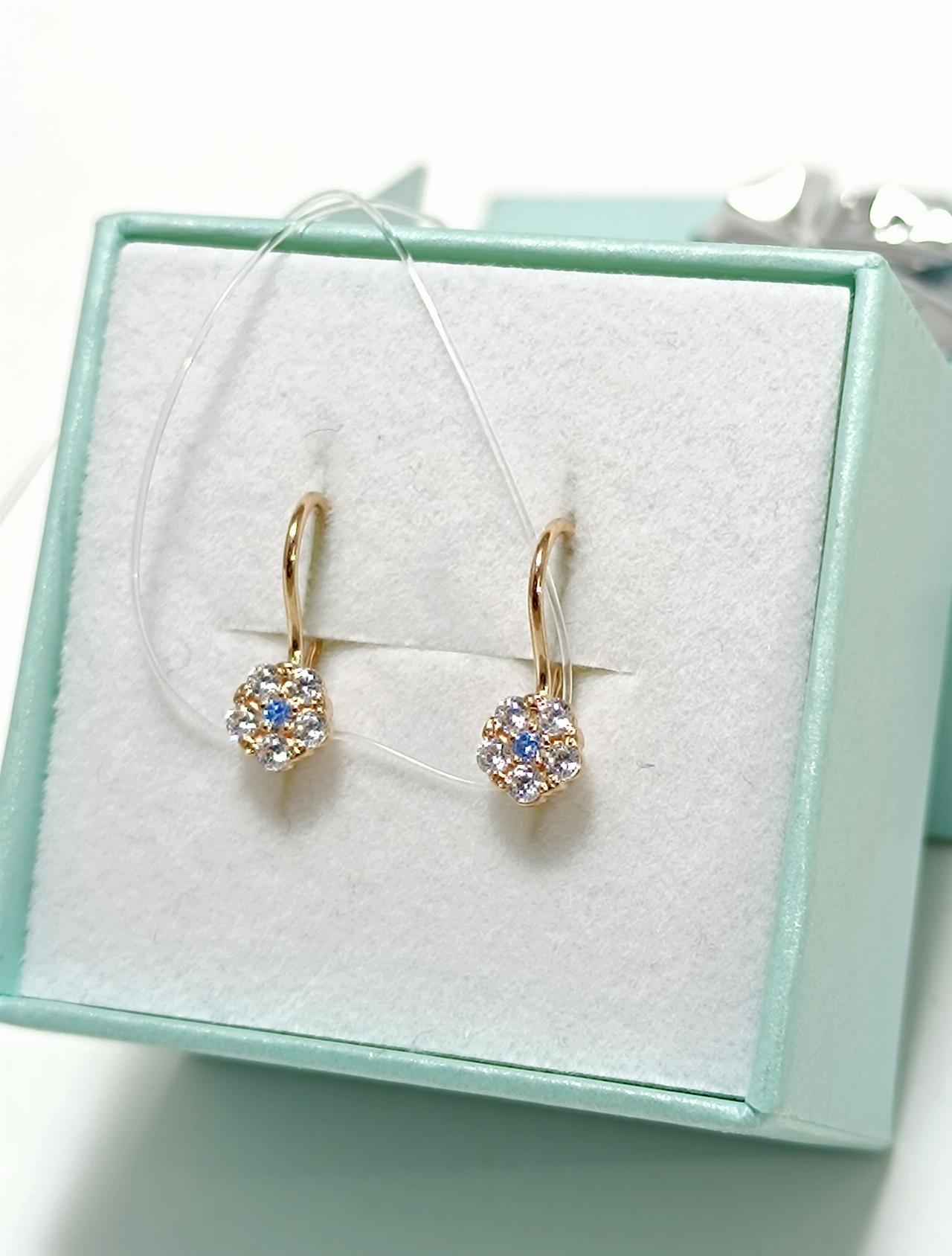 Золотые серьги детские, вставка фианит