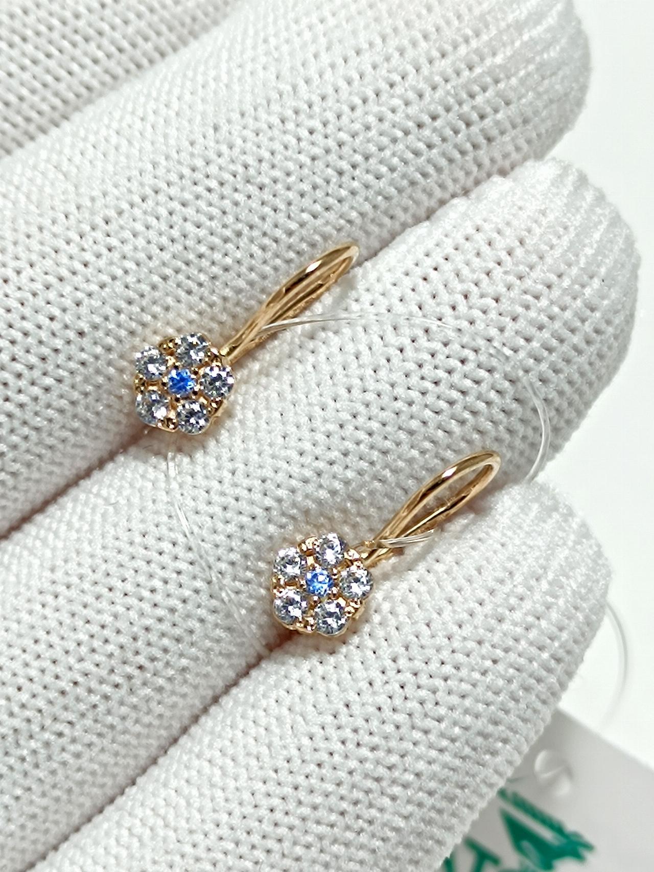 Золотые серьги детские, вставка фианит