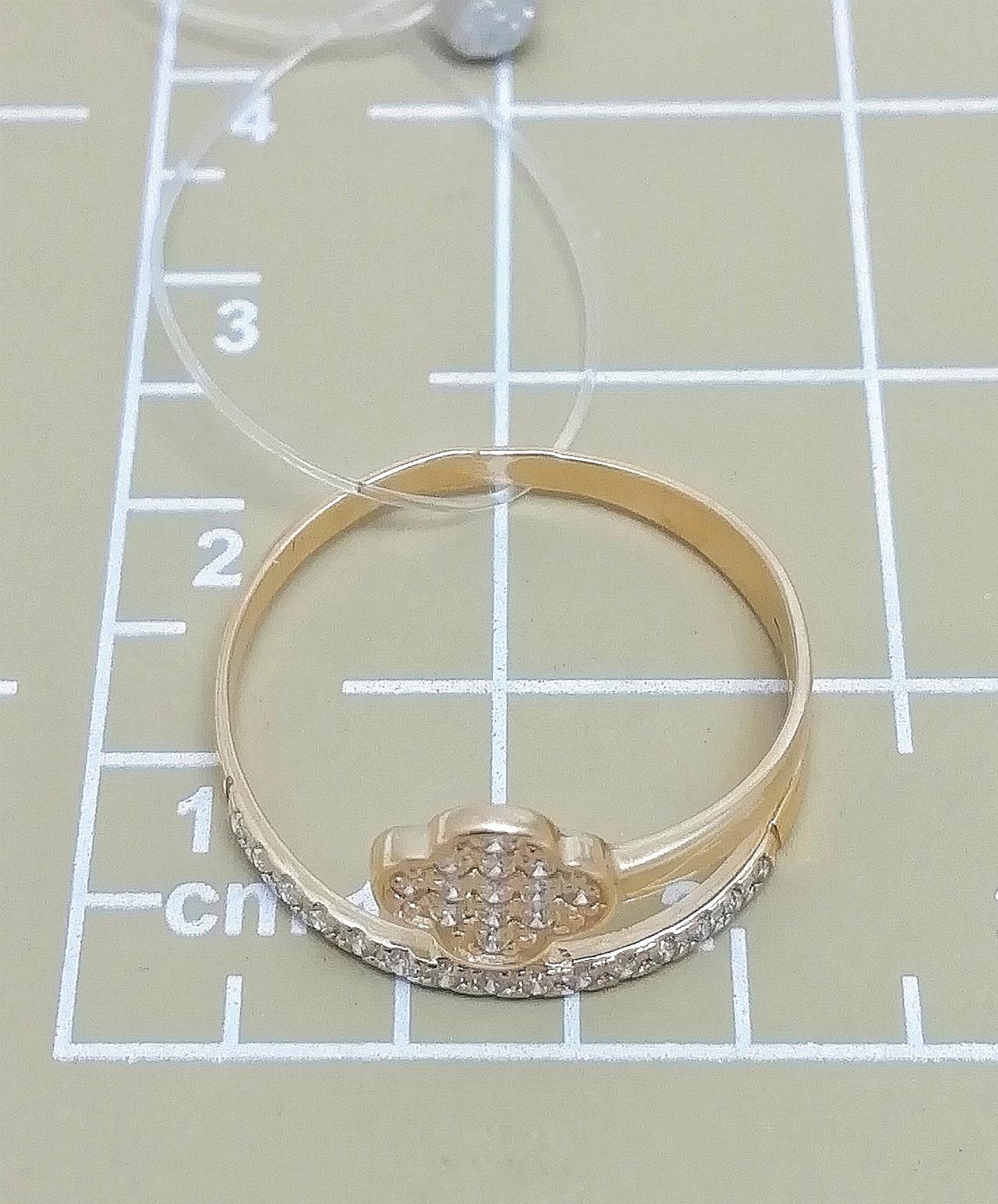 Золотое кольцо женское, вставка фианит