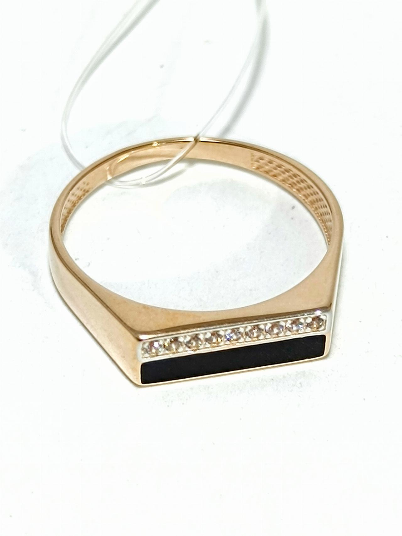 Золотое кольцо печатка мужское, вставка фианит