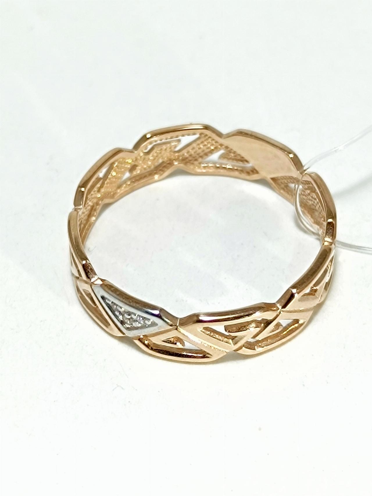 Золотое кольцо женское, вставка фианит