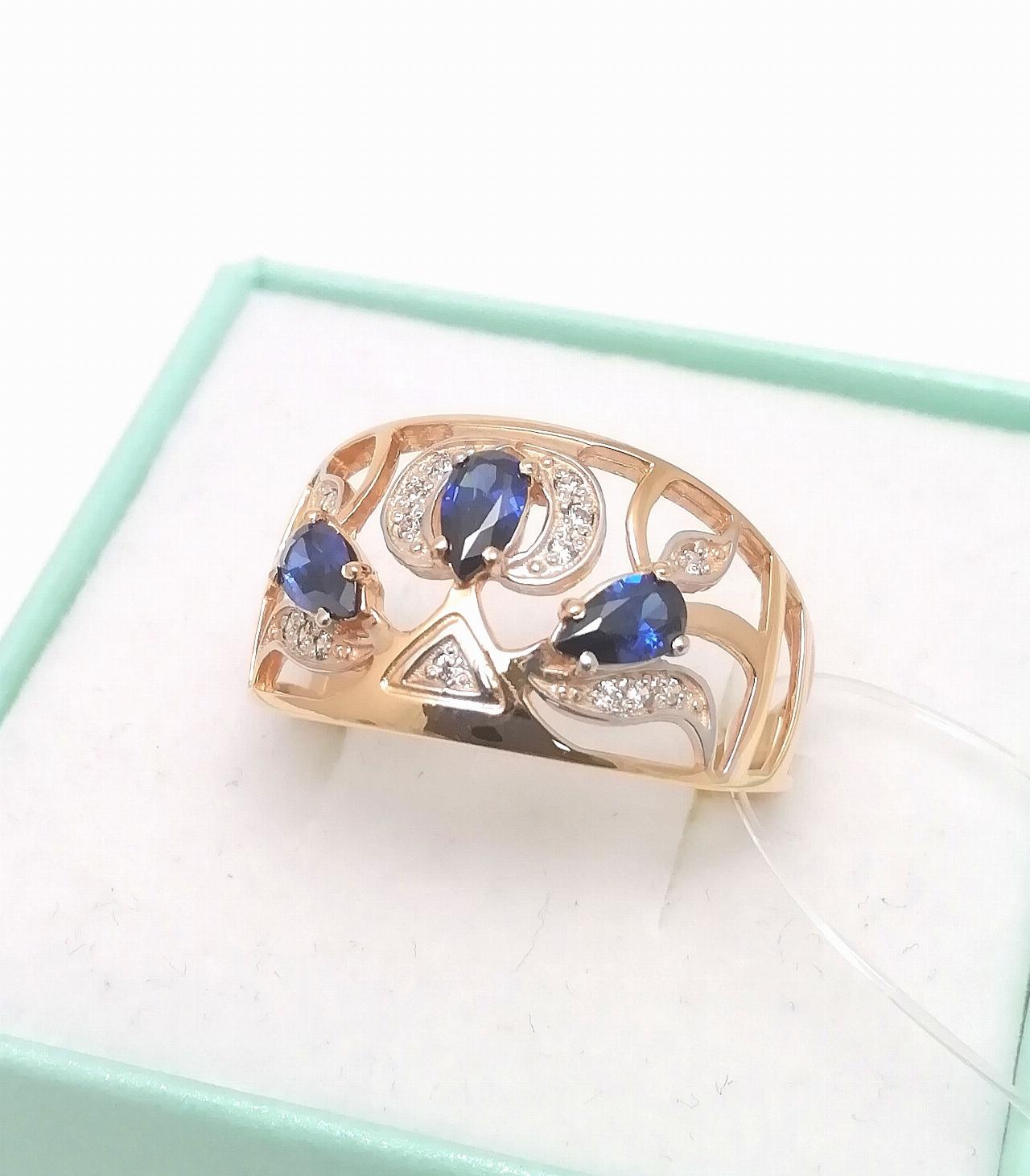 Золотое кольцо женское, вставка фианит