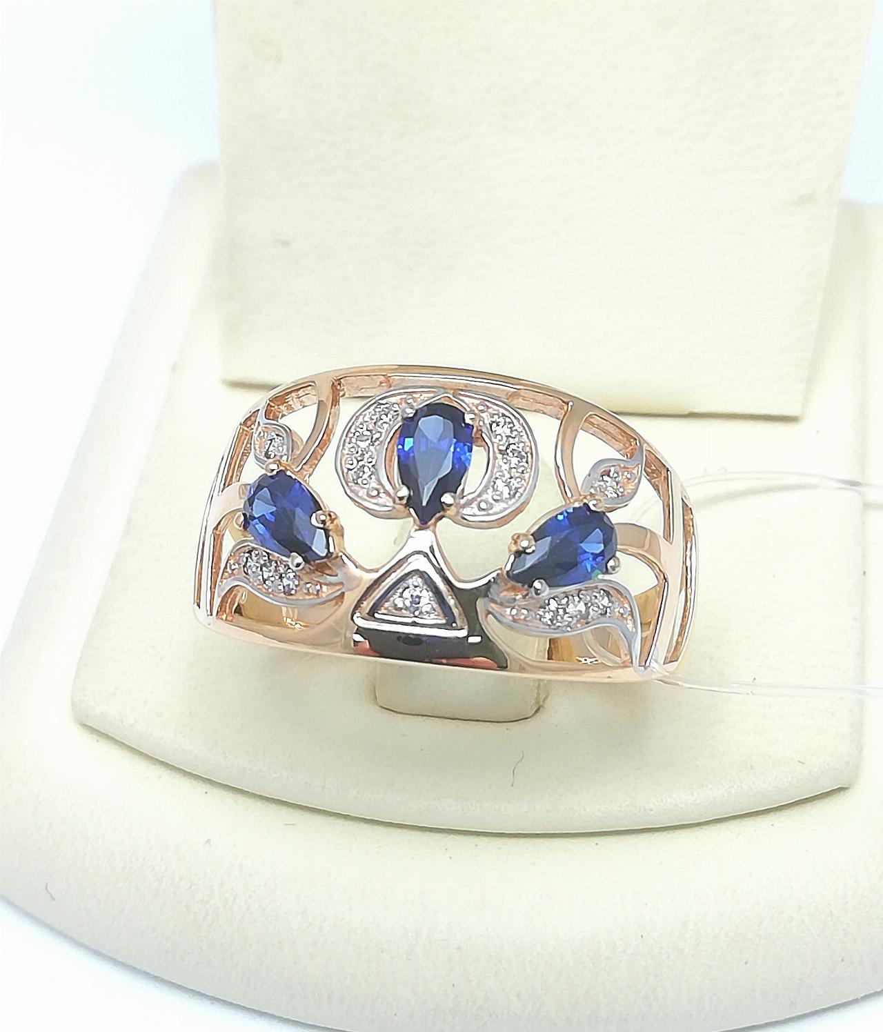 Золотое кольцо женское, вставка фианит