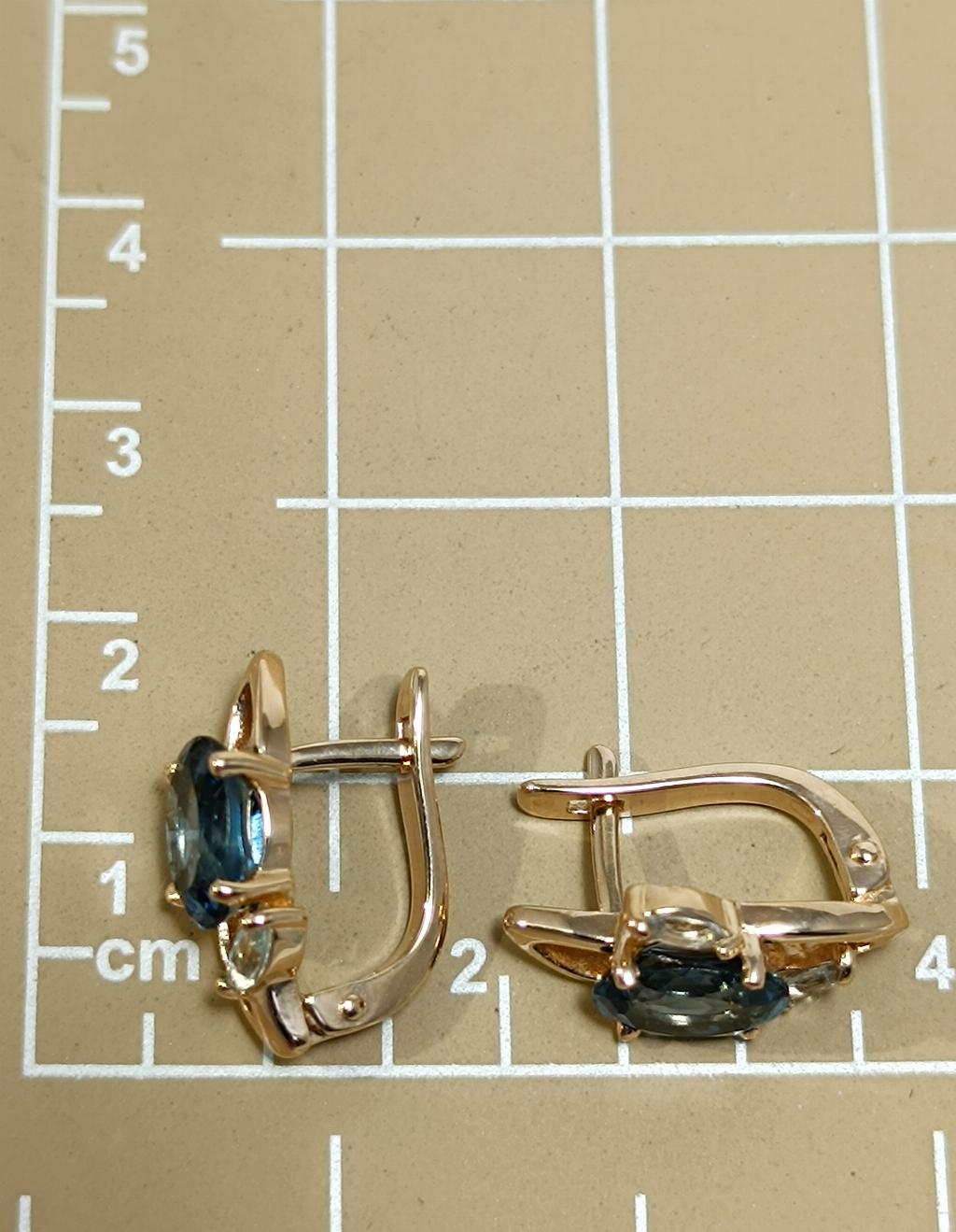 Золотые серьги женские, вставка фианит