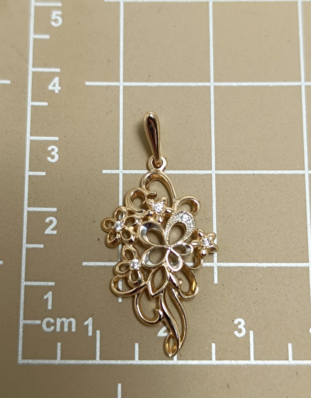 Золотая подвеска женская, вставка фианит