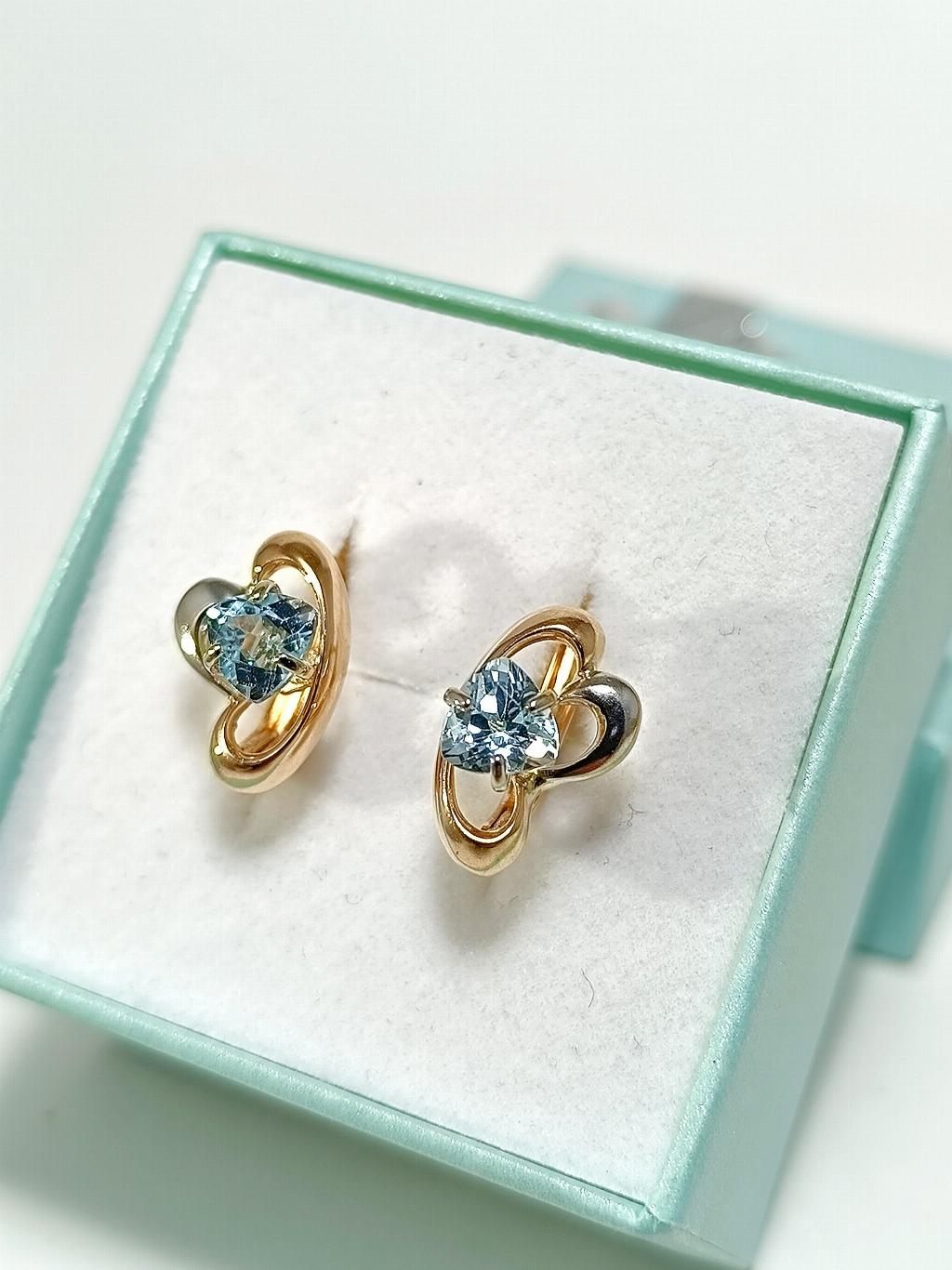 Золотые серьги женские, вставка фианит