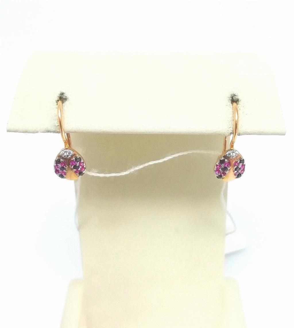 Золотые серьги детские, вставка фианит