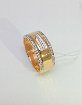 Золотое кольцо крупное, вставка фианит