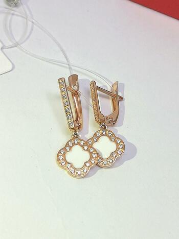 Золотые серьги, вставка фианит