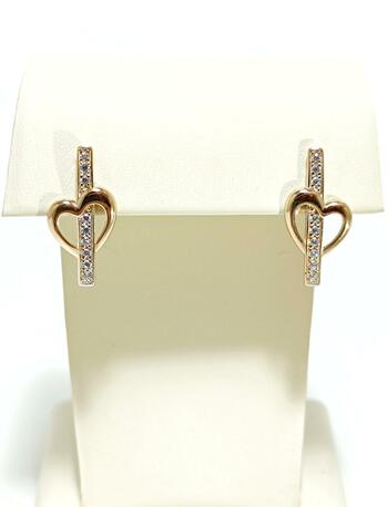 Золотые серьги женские, вставка фианит