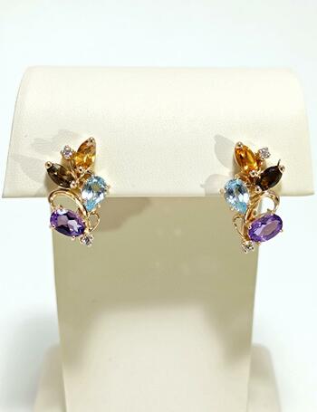 Золотые серьги женские, вставка фианит