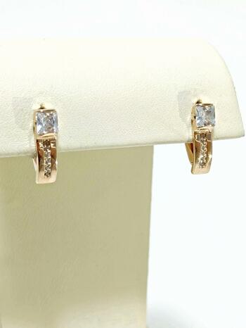 Золотые серьги женские, вставка фианит