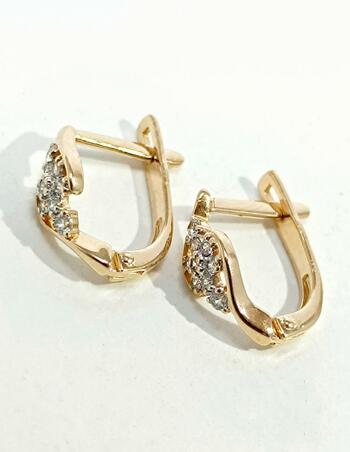 Золотые серьги, вставка фианит