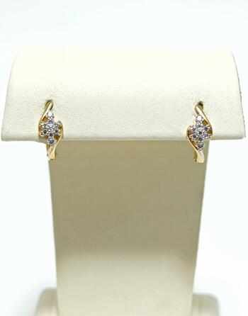 Золотые серьги, вставка фианит