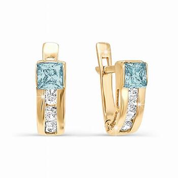 Золотые серьги детские, вставка фианит