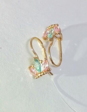 Золотые серьги детские, вставка фианит