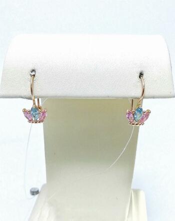 Золотые серьги детские, вставка фианит