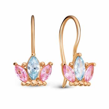 Золотые серьги детские, вставка фианит