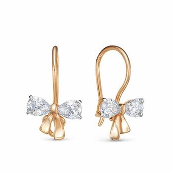 Золотые серьги детские, вставка фианит