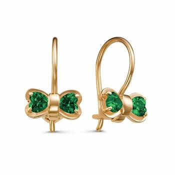 Золотые серьги детские, вставка фианит