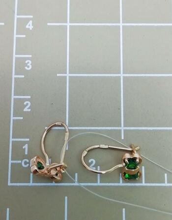 Золотые серьги детские, вставка фианит