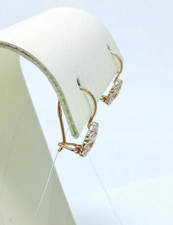 Золотые серьги шанель, вставка фианит