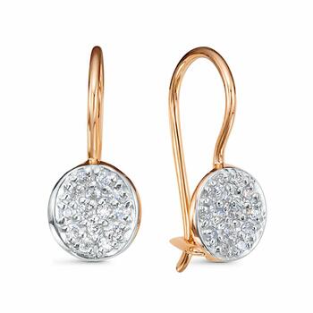 Золотые серьги, вставка фианит