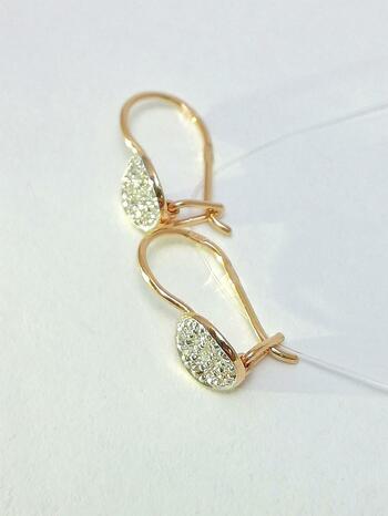 Золотые серьги, вставка фианит