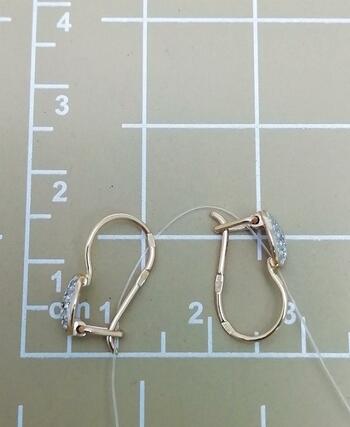 Золотые серьги, вставка фианит