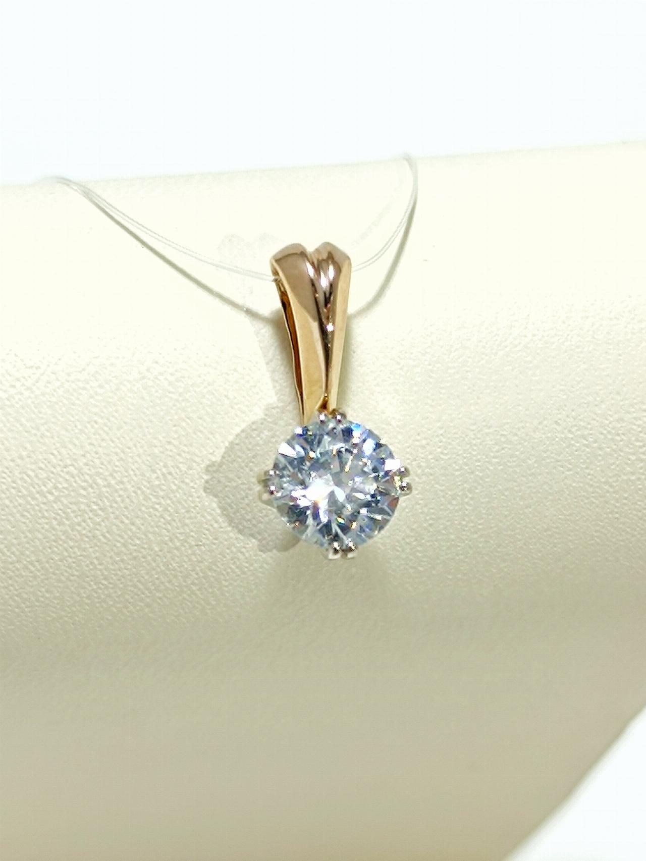 Золотая подвеска женская, вставка фианит