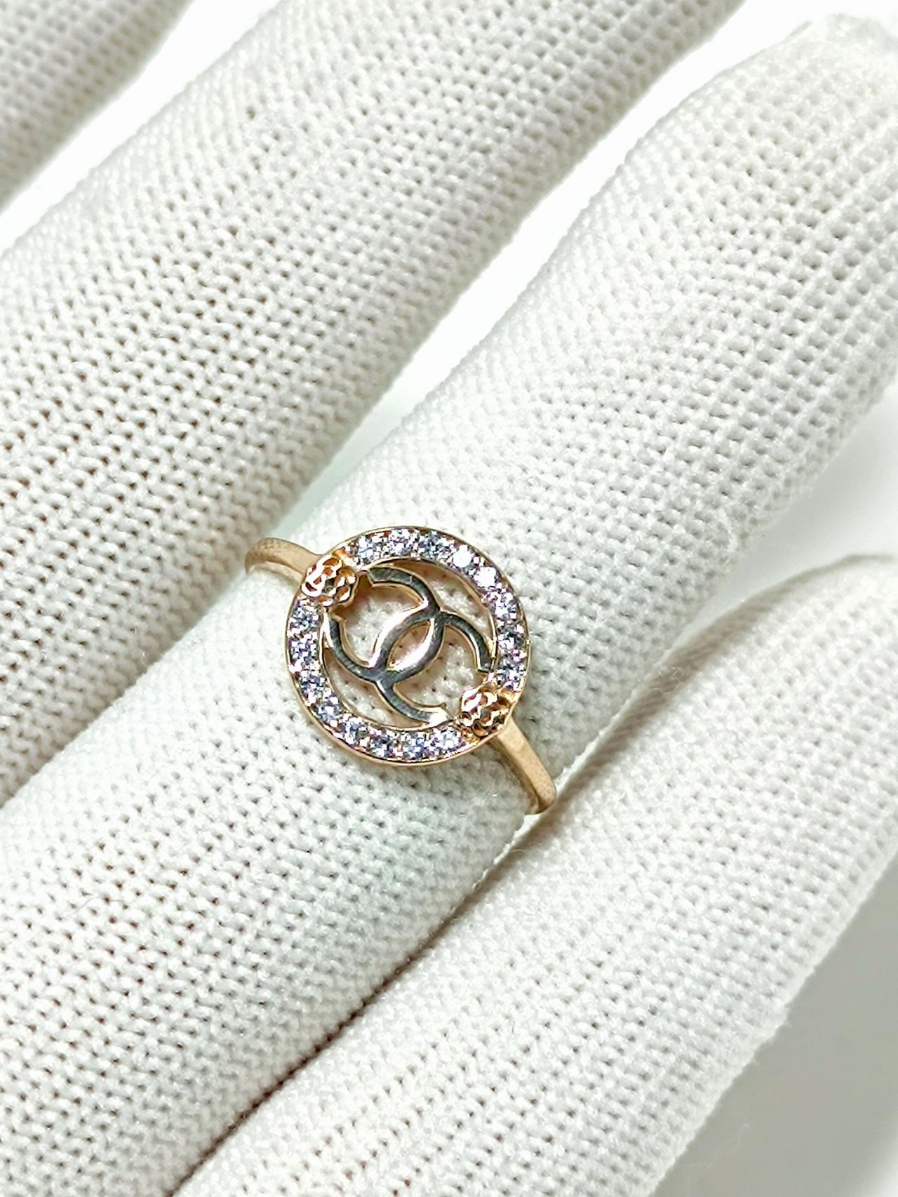 Золотое кольцо женское, вставка фианит