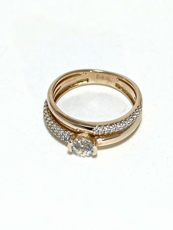 Золотое кольцо женское, вставка фианит