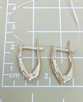 Золотые серьги, вставка фианит