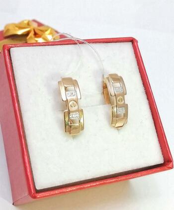 Золотые серьги, вставка фианит