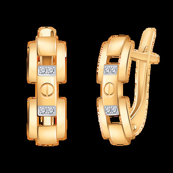 Золотые серьги, вставка фианит