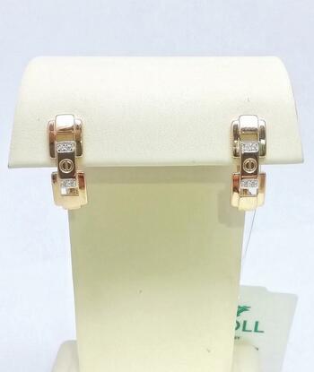 Золотые серьги, вставка фианит