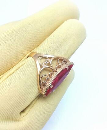 Золотое кольцо Маркиз, вставка фианит