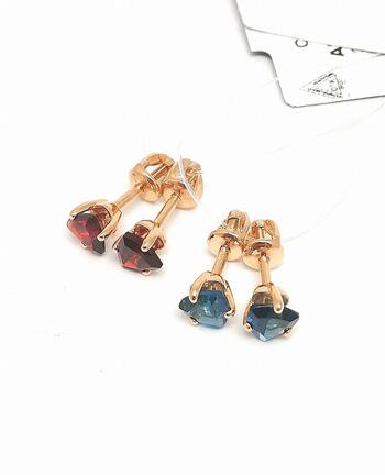 Золотые серьги пусеты, вставка топаз