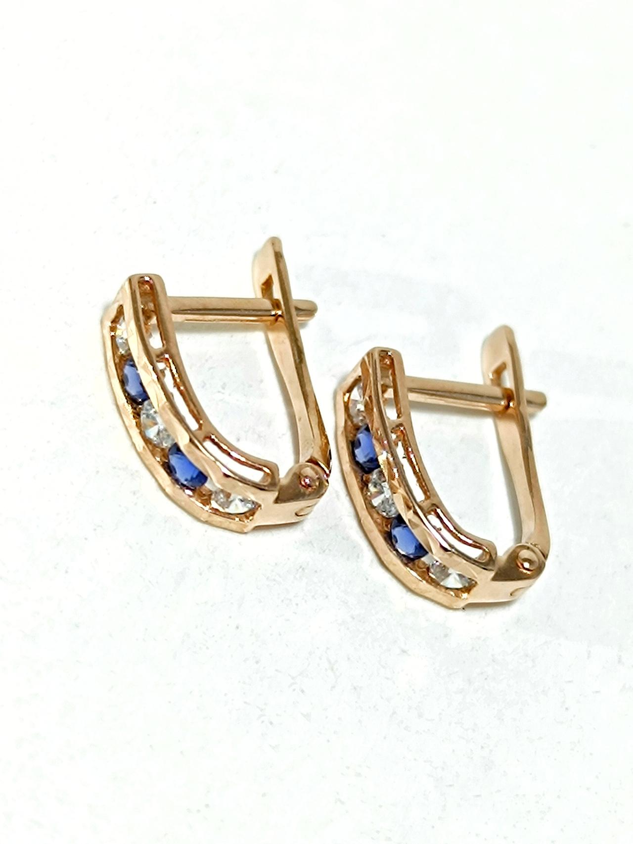 Золотые серьги детские, вставка фианит