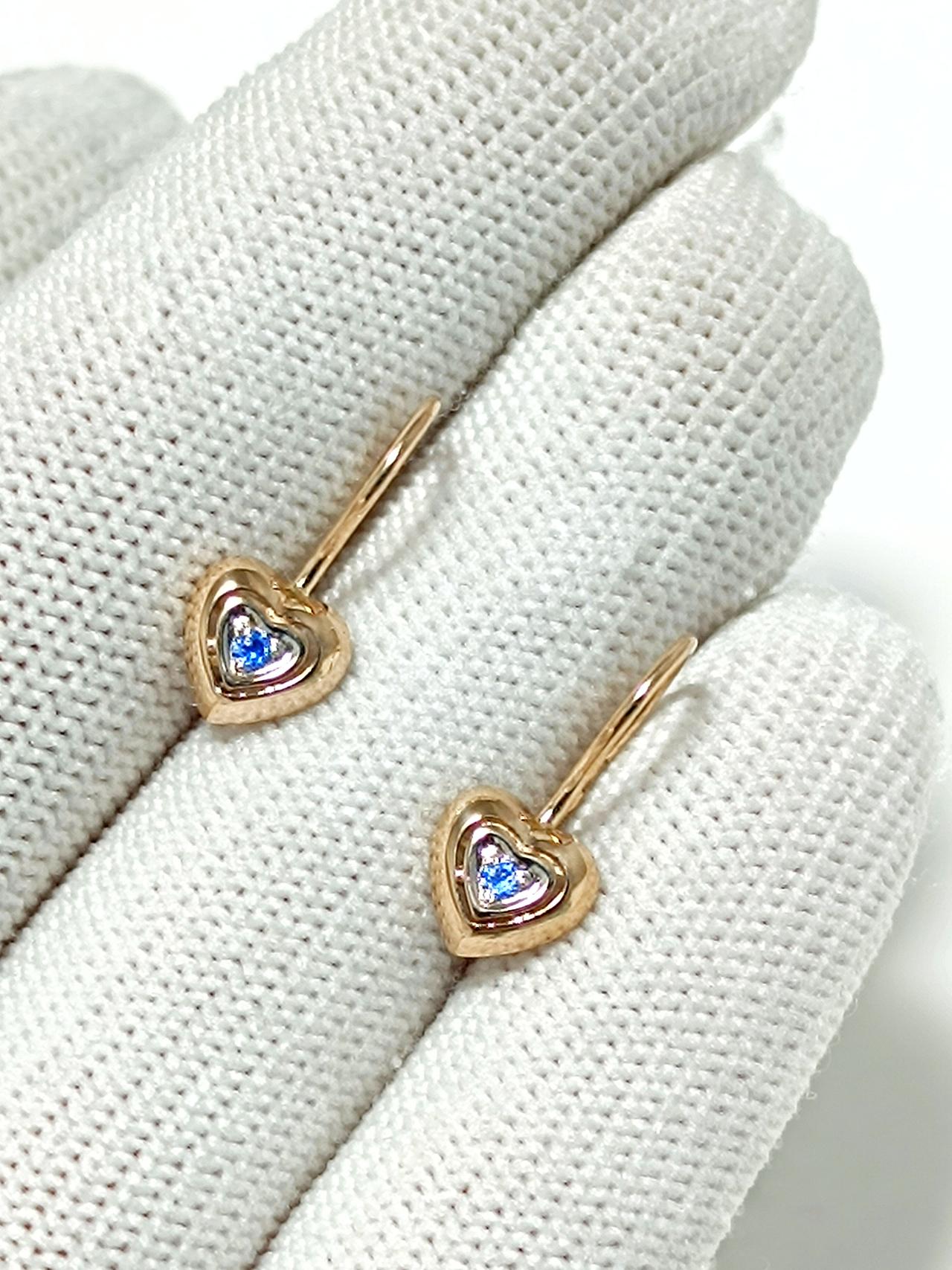 Золотые серьги детские, вставка фианит