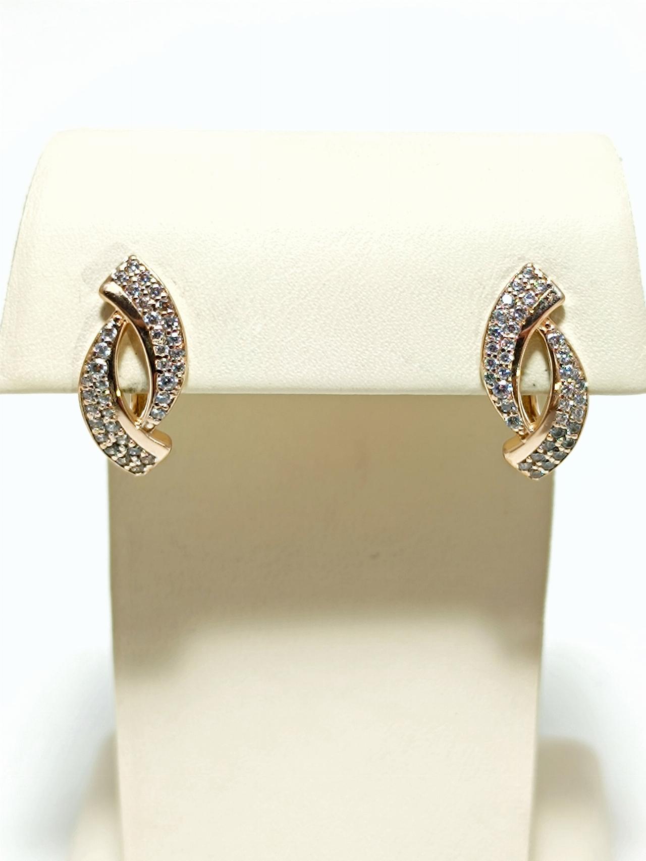 Золотые серьги женские, вставка фианит