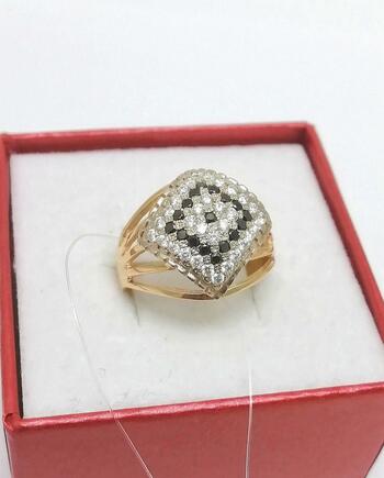 Золотое кольцо женское, вставка бриллиант