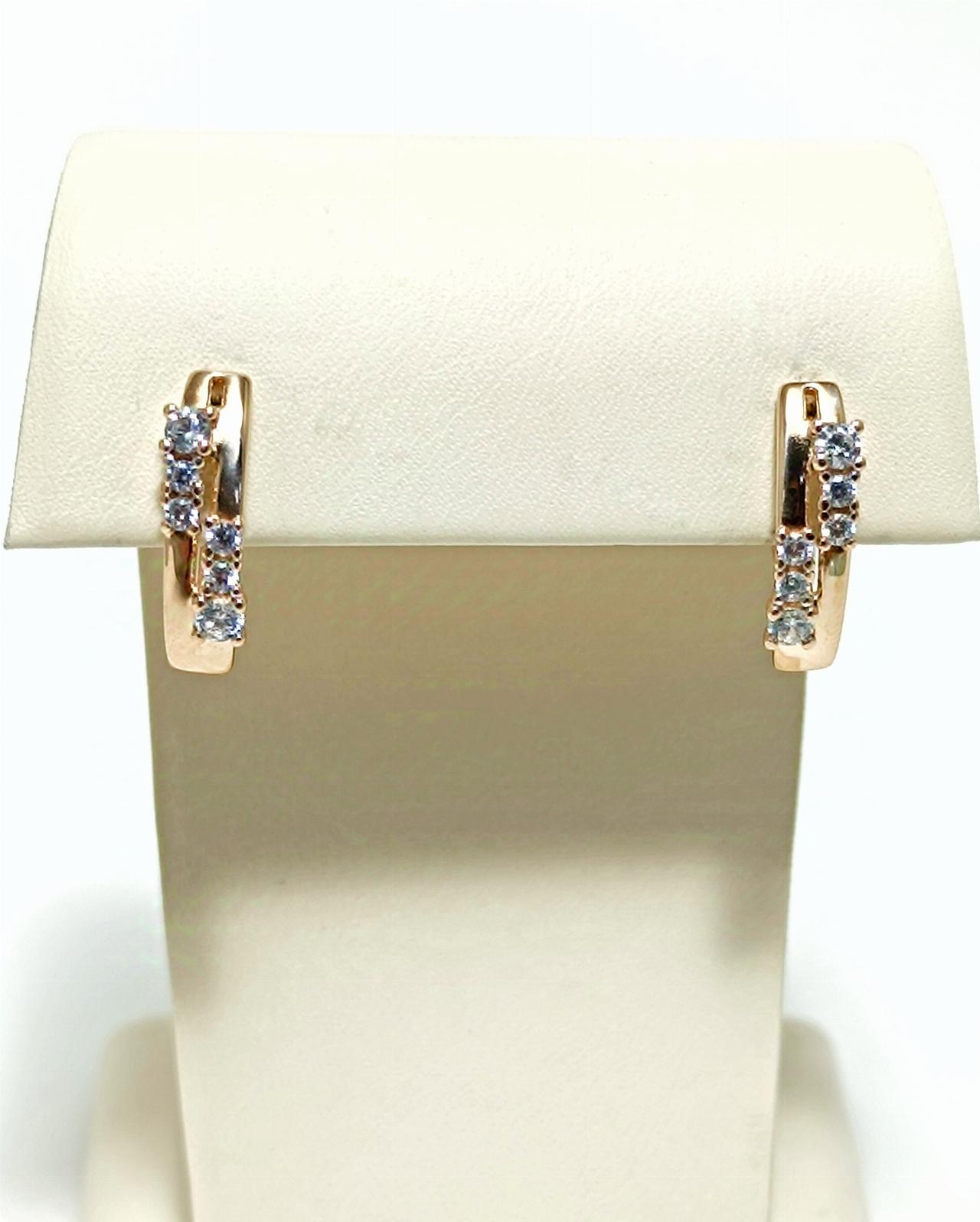 Золотые серьги женские, вставка фианит