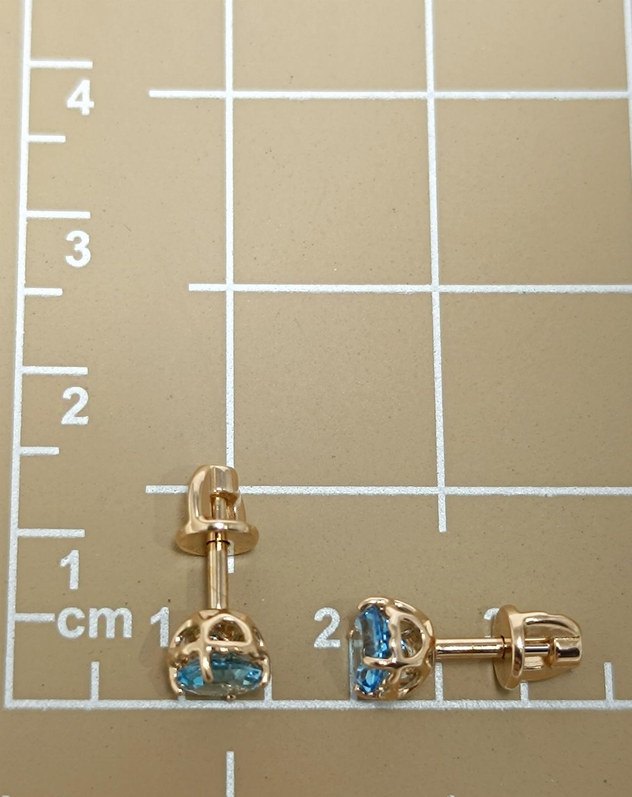 Золотые серьги пусеты, вставка фианит