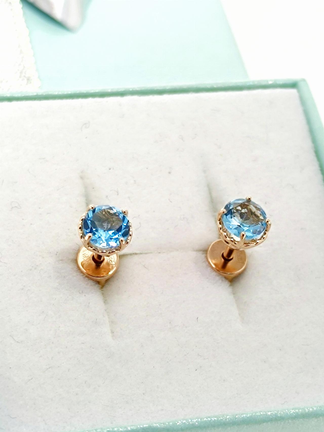 Золотые серьги пусеты, вставка фианит