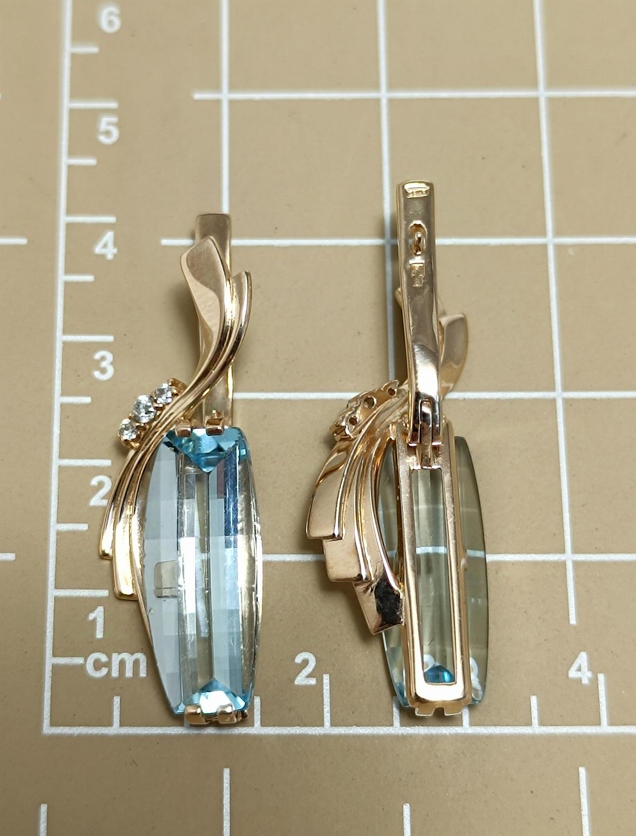 Золотые серьги женские, вставка фианит