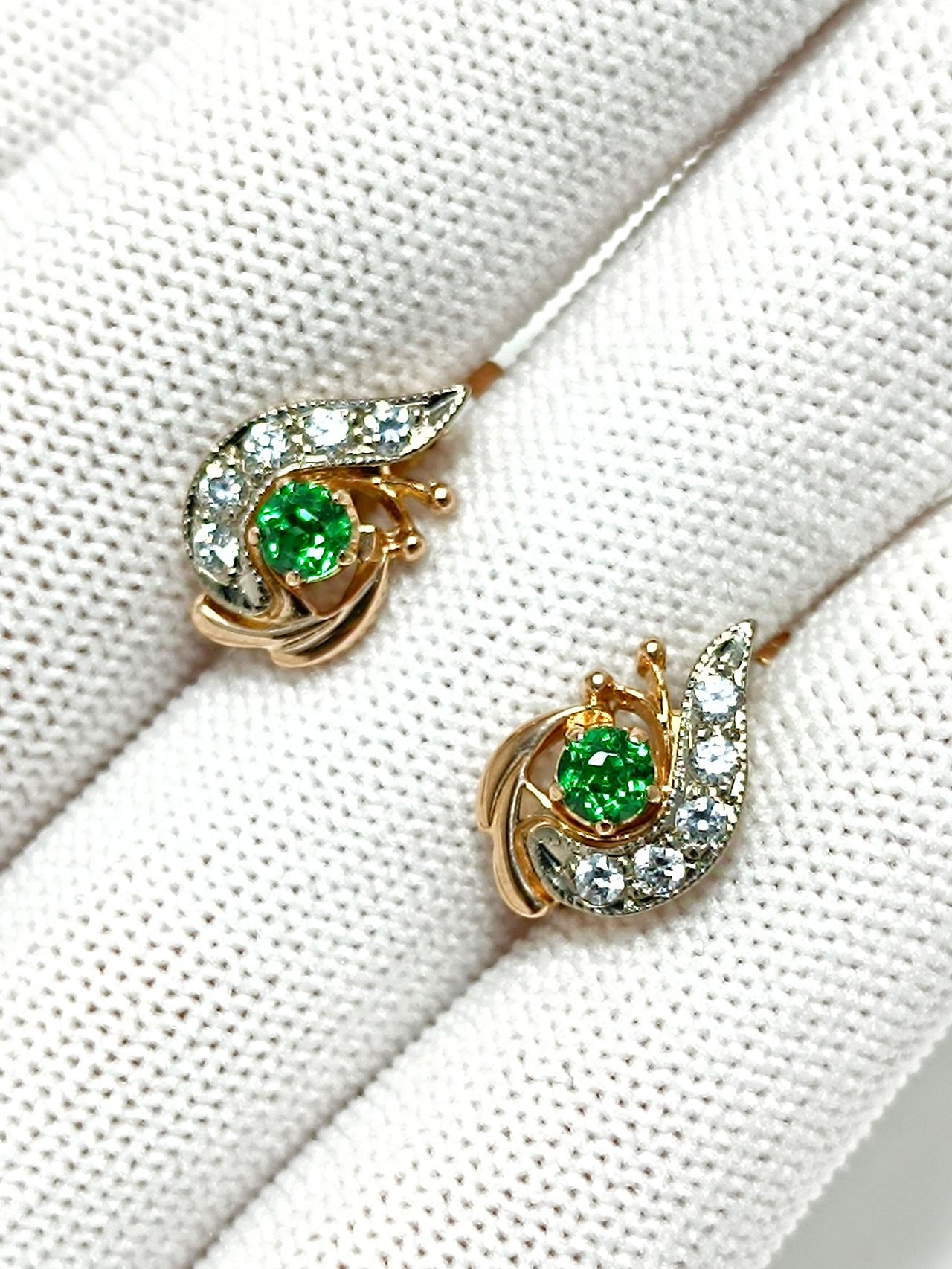 Золотые серьги женские, вставка фианит