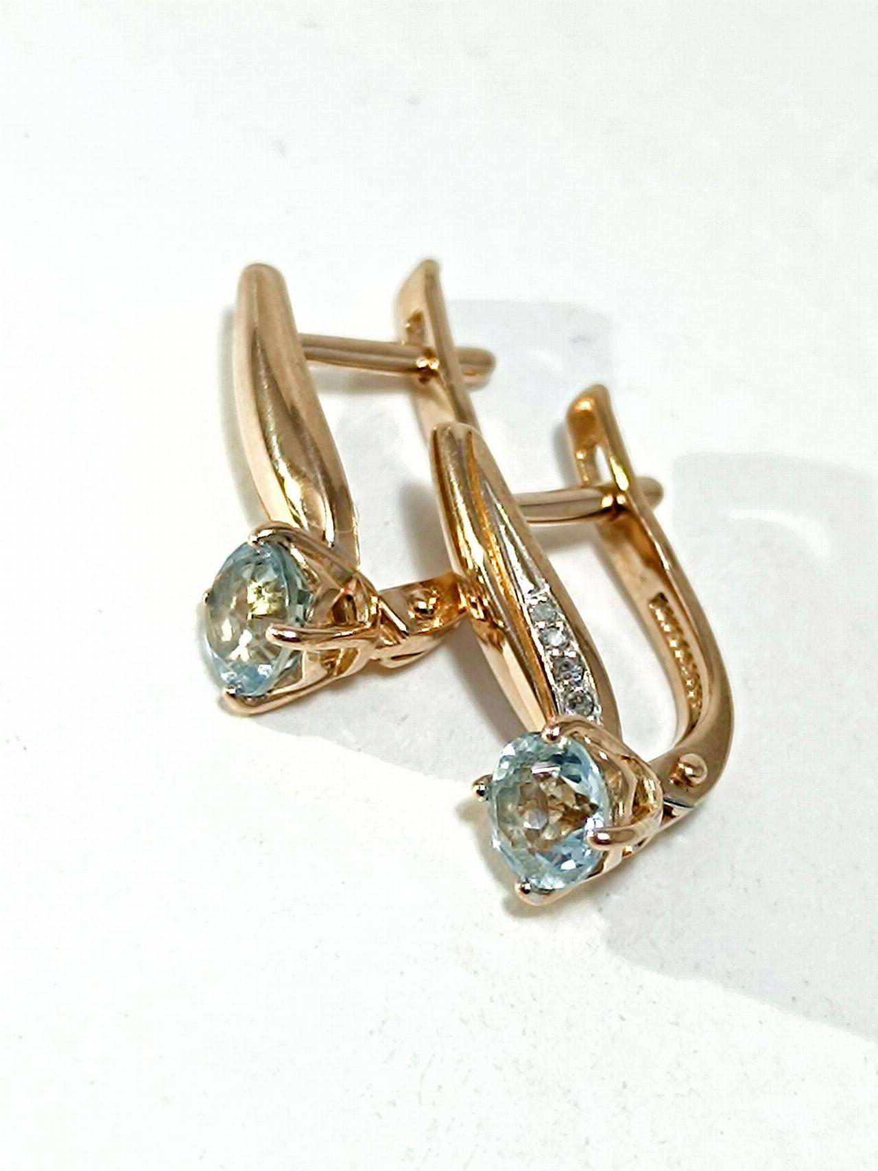 Золотые серьги женские, вставка фианит