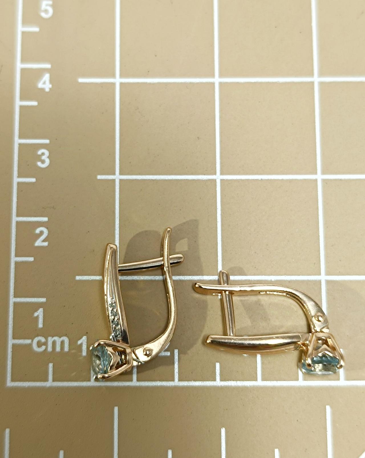 Золотые серьги женские, вставка фианит